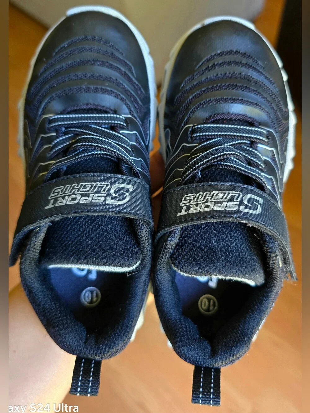 Sz 10 Toddler Kids S SPORT BY SKECHERS JARROD LIGHT-UP Black Bungee Lace/Adj Str